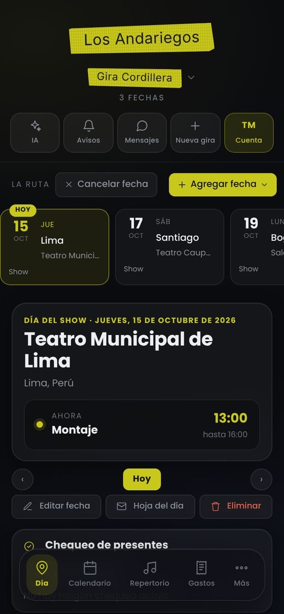 La ruta de una gira en Roadie Tour: Lima, Santiago y Bogotá, con la fecha de hoy y el próximo horario